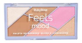 2X Paleta De Bronzer, Blush E Iluminador Feels Mood Ruby Ros