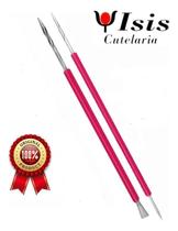 2X Palito Inox Cutelaria Isis + Espatula Bastão Com Silicone