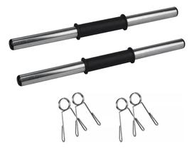 2X Par De Halter Barra Oca 40Cm Com Pegada Emborrachada Para