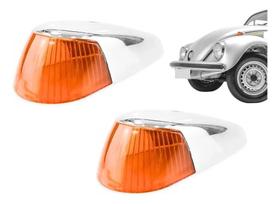 2X Par Lente Pisca Seta Dianteira + Capa Cromada Fusca Laran