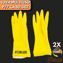 2x Pares de Luva Látex Amarela Foxlux Multiulso P/7 CA 40.342