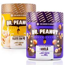 2X Pasta De Amendoim Dr Peanut 600g Sabores Avelã Leite Pó