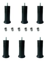 2X Pé De Cama Box Com Bucha Americana Kit 6 Pés 12Cm