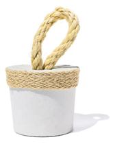 2X Peso De Porta Artesanal Concreto Com Alça Em Sisal Redond