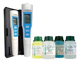 2X Phmetro Medidor Ph Digital De Bolso Portátil + Soluções