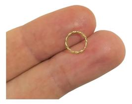 2X Piercing Argola Aço Trançada Banhada A Ouro 8Mm