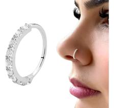 2X Piercing Nostril Nariz Prata 925 Cravejado 9Mm Fino Delic