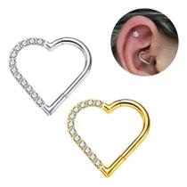 2X Piercing Titânio Coração Daith Helix Click Cravejada 8 10 2X Piercing Titânio Coração Daith Helix Click Cravejada 8 10