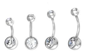 2X Piercing Umbigo 2 Pedras Aço Cirúrgico Haste De 6 8 10 Mm 2X Piercing Umbigo 2 Pedras Aço Cirúrgico Haste De 6 8 10 Mm