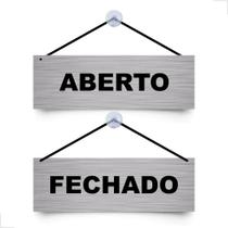 2X Placa Aberto E Fechado Com Cordão E Ventosa Pvc Aço Escov