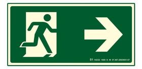 2X Placa De Sinalização Rota De Fuga Direita Fotoluminescent