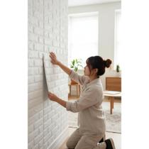 2x Placa Tijolo Branco 3D Autoadesiva: Decoração Rápida e Mo