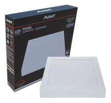 2X Plafon Led 18W Avant Sobrepor Quadrado 22X22 Luz Branca