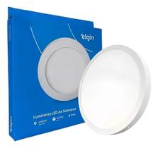 2X Plafon Led Painel 24W Sobrepor Redondo 6500K Branco Elgin