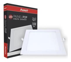 2X Plafon Led Painel Embutir Qua 22X22 18W 6500K Branco Frio