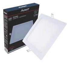 2X Plafon Luminaria Led Quadrado Embutir 12W 17X17 Branco Fr