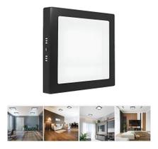 2X Plafon Painel Led Preto Sobrepor 20X20 Quadrado Bivolt 18