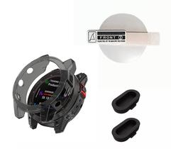 2x Plug + Case Capa + Pelicula Para Garmin Fenix 7s 42mm 2x Plug + Case Capa + Pelicula Para Garmin Fenix 7s 42mm