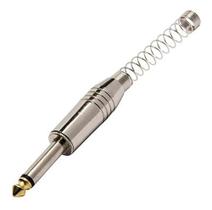 2X Plug P10 Mono Metal Com Mola Espiral Ponta Dourada