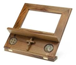 2X Porta Bíblia Em Madeira Legítima Regulagem Medalha São Be