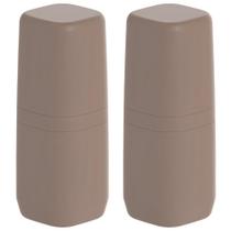 2X Porta Escova De Dente Banheiro Viagem Ou Aura Marrom