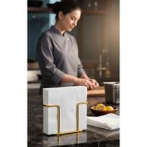 2x Porta Guardanapo Dourado Aço Elegante e Moderno