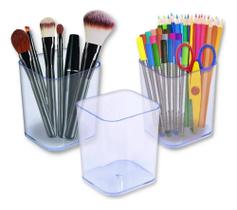 2X Porta Lápis Ou Objetos Em Acrílico Dello Kit Com 3 Peças