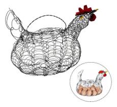 2X Porta Ovos Galinha De Arame Cesta Retrô Grande Cabe 20 Ov