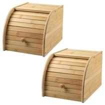 2x Porta Pães em Bambu OU Sense Pequeno com Tampa Basculante