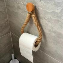 2X Porta Papel Higiênico Artesanal Rústico De Corda