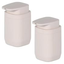 2x Porta Sabonete Líquido Banheiro 380ml Ou Aura Bege