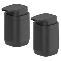 2x Porta Sabonete Líquido Banheiro 380ml Ou Aura Preto