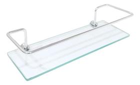 2X Porta Shampoo Reto Alumínio Com Vidro Incolor