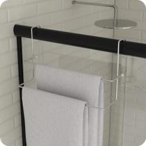 2X Porta Toalha De Box Suporte Duplo Porta Toalhas Cromado A