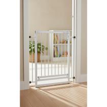 2x Portão Segurança Criança Pet 83cm Aço Ajustável Branco