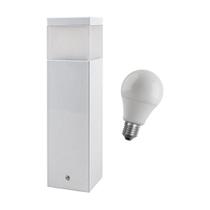 2x Poste Balizador 30cm P/ Jardim Em Alumínio BRANCO + LED 12W branco frio St1301