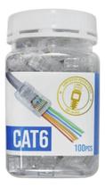 2X Pote Com 100 Peças Conector Plug Rj45 Ez Crimp Cat6 2X Pote Com 100 Peças Conector Plug Rj45 Ez Crimp Cat6