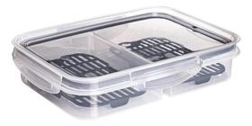 2X Pote Hermético Ret Com Escorredor 1L Plasutil Porta Frios