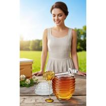 2x Pote Mel Cristal 210ml Dosador Elegante