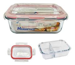 2X Pote Vidro Hermético Tampa Retangular 640Ml