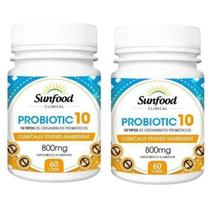 2x Probiotic10 800mg 60 caps - Sunfood 10 tipos probioticos