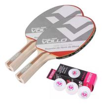 2x Raquetes Ping Pong Vollo Energy + 3 Bolas Butterfly 40+