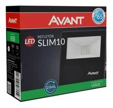 2X Refletor Led Slim 10W Verde Ip65 A Prova D'Água Preto Ava