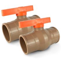 2X Registro De Esfera Soldável Pvc 25Mm (3/4) Marrom 2X Registro De Esfera Soldável Pvc 25Mm (3/4) Marrom