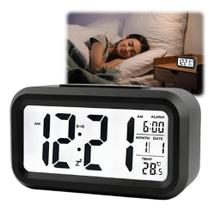 2X Relógio Despertador Digital Mesa Cabeceira Data Temperatu