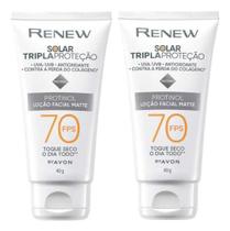 2X Renew Solar Tripla Proteção Fps70 Com Protinol 40G Kit 2