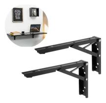 2X Retratil Suporte Mão Francesa Reforçada 35Cm Dobrável Pre