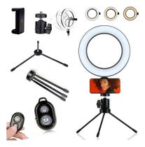2X Ring Light Iluminador Led Selfie Tripé Mesa 16Cm + Blueto 2X Ring Light Iluminador Led Selfie Tripé Mesa 16Cm + Blueto