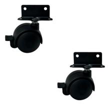 2x Rodízio Rodinha Preta Trava Berço Móveis 12-25mm Chapa L Preto