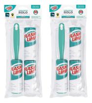2X Rolo Removedor Tira Pelo Roupa Sofá Flash Limp + 4 Refil